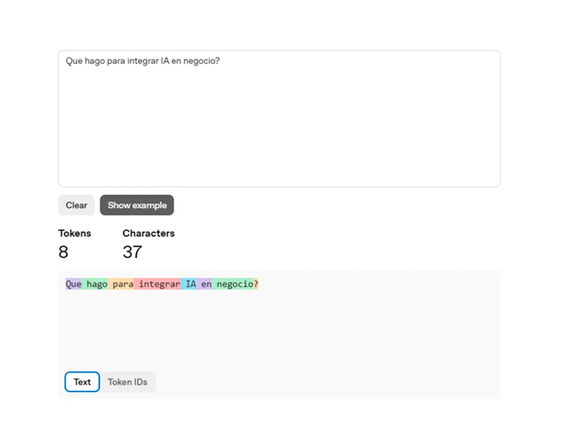 ejemplo de tokenización en entrenamiento de agente virtual en Chile